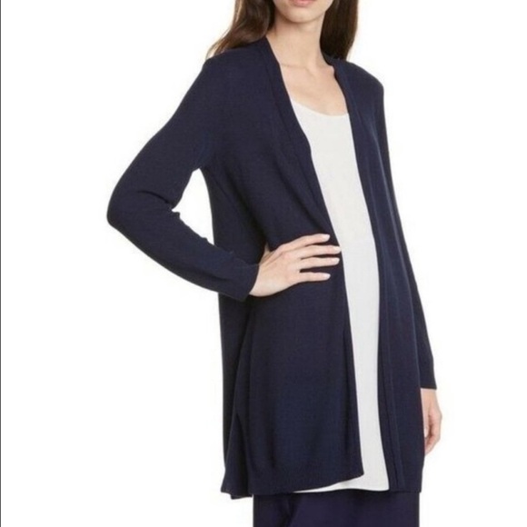 Eileen Fisher Simple Long Cardigan Large Italian Yarn - Picture 2 of 5